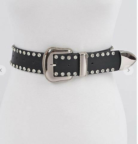 Rhinestone Trimmed Multi Metal Belt in Silver display picture 1