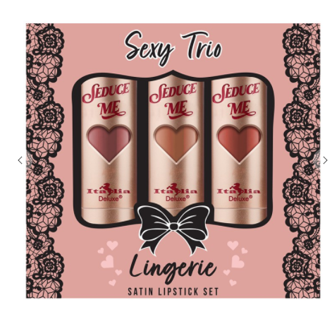 Italia Deluxe Sexy Trio Satin Lipstick Set of 3 - Lingerie Sexy Trio
