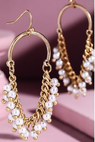Dangle Drop Earrings with Pearl Charms - feelingchicboutique