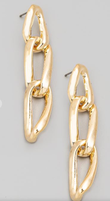 Oval Chain Dangle Earrings in Silver or Gold - feelingchicboutique