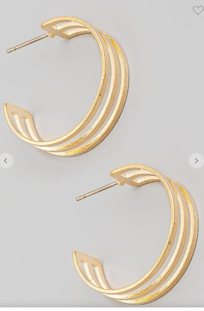 Metallic Wide Cut Out Hoop Earrings in Silver or Gold - feelingchicboutique