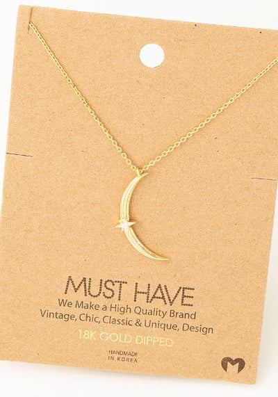 Thin Crescent Moon Pendant Necklace in Gold or Silver - feelingchicboutique