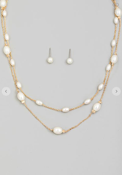 Dainty Layered Pearl Chain Necklace Set - feelingchicboutique