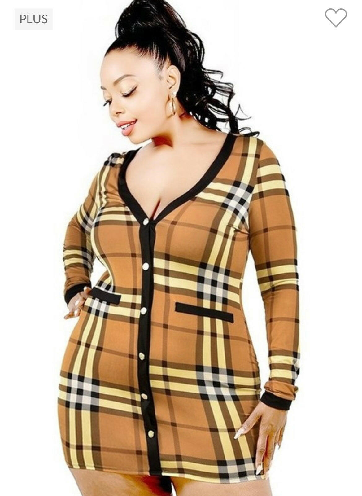 Plaid print long sleeve shirt dress Plaid print long sleeve shirt dress