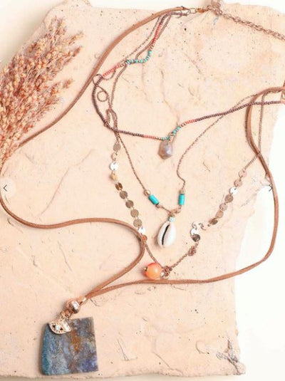 Four Layer Stone and Shell Bohemian Neacklace - feelingchicboutique