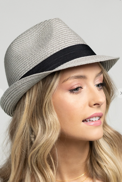 Black Ribbon Accented Fedora in Gray, Red, or Olive - feelingchicboutique