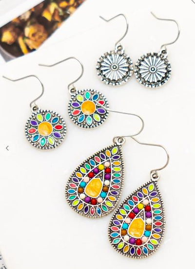 Colorful boho trio earrings - feelingchicboutique
