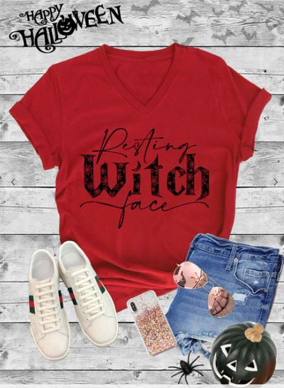 Short Sleeve Resting Witch Face T-Shirt - feelingchicboutique