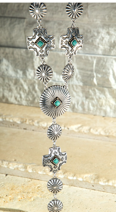 Silver Navajo Semi Stone Lariat Necklace - feelingchicboutique