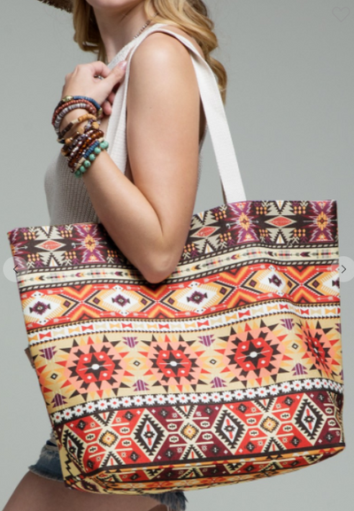 Rust Ethnic Print Bag - feelingchicboutique