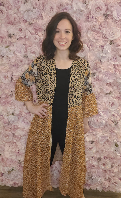 Out On Main Street Duster with Leopard and Floral - feelingchicboutique