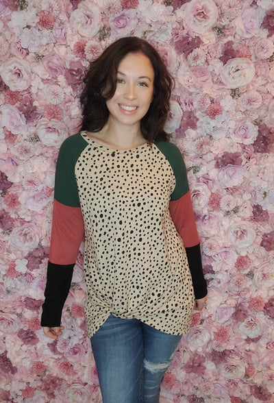 Leopard Color Block  Sleeve Top - feelingchicboutique