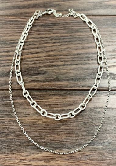 Dual Chain Silver Boho Necklace - feelingchicboutique