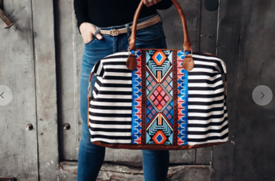 Aztec Striped Weekender Bag - feelingchicboutique