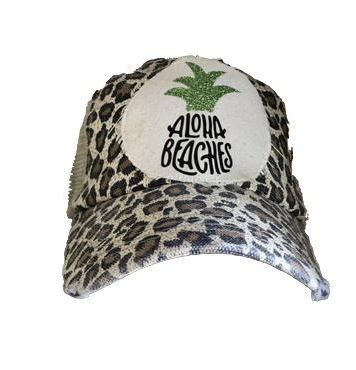 Aloha Beaches Baseball Hat in Blue or Leopard - feelingchicboutique