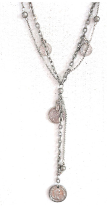 Silver Boho Layered necklace with coin accents. - feelingchicboutique