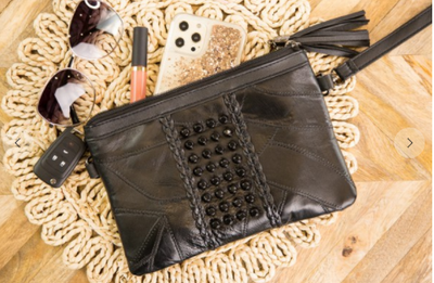 Studded Black Wristlet Clutch Handbag - feelingchicboutique