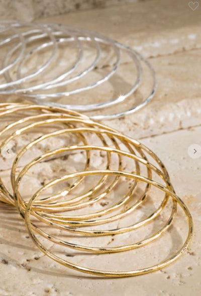 Hammered Metal Bracelet Set in Gold or Silver - feelingchicboutique