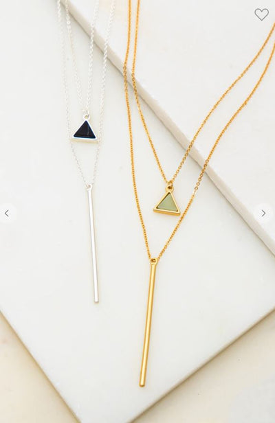 Two Layer Triangle and Stick Pendant Necklace - feelingchicboutique