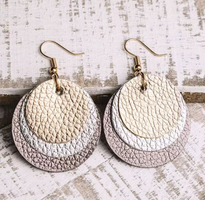 Three-Layered PU Leather Earrings - feelingchicboutique