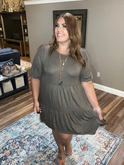 Olive Tiered Short Dress - feelingchicboutique