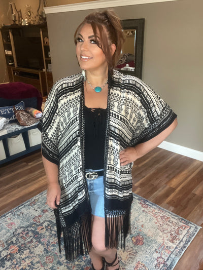 Sophisticated Ethnic Print Kimono - feelingchicboutique