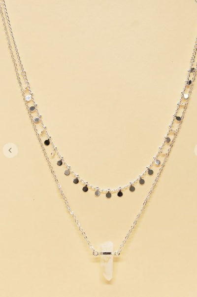CRYSTAL POINT & LITTLE CIRCLE CHARM NECKLACE - feelingchicboutique
