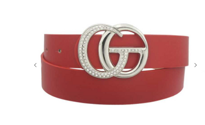 Silver Bling Belt - Red in Plus or Regular - feelingchicboutique