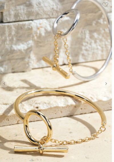 Solid Brass Bracelet with Toggle Closure - feelingchicboutique